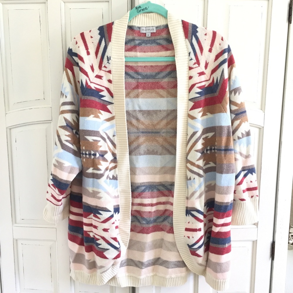 Aztec Southwest Long Sweater Cardigan szM